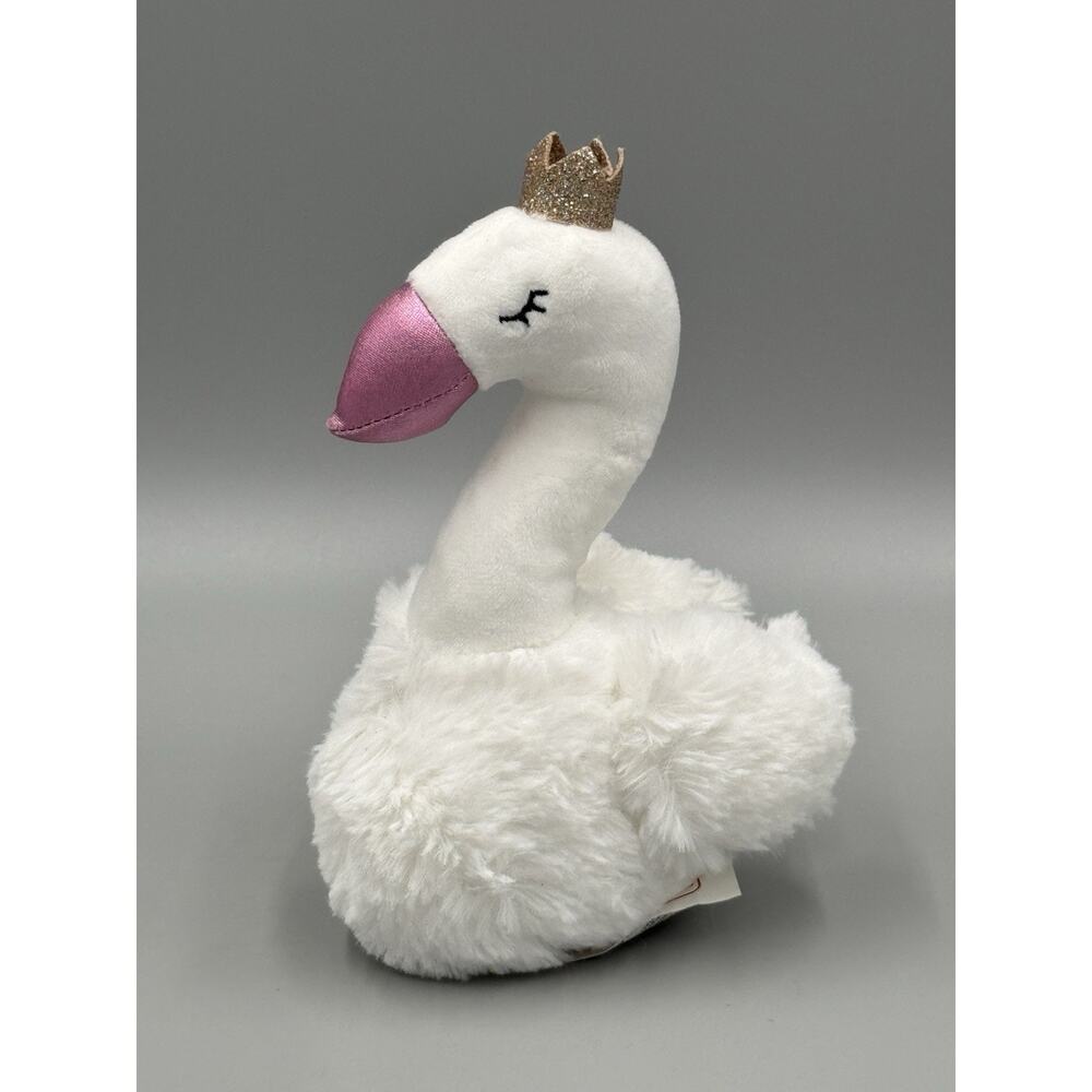 Swan Princess Plush Bird Wearing Crown W/ Purple Beak Plush 7” Stuffed Animal